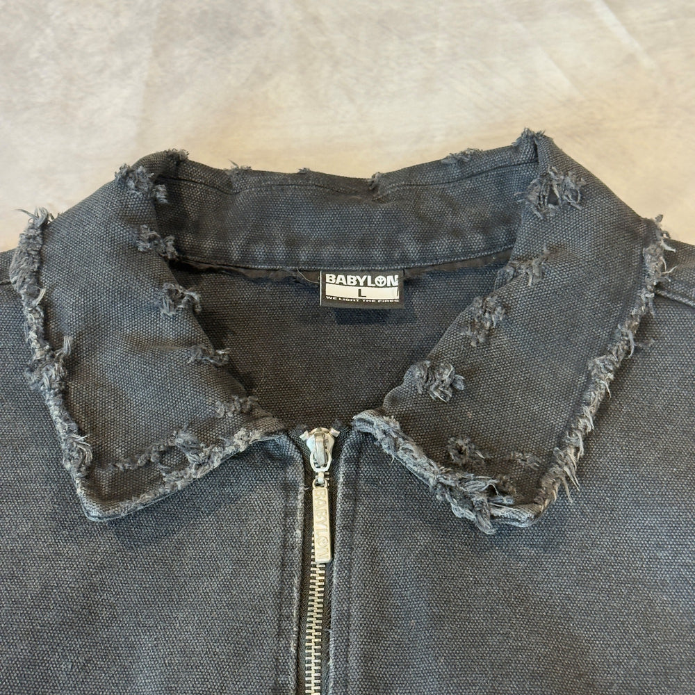 Babylon LA jacket frayed collar and size L tag