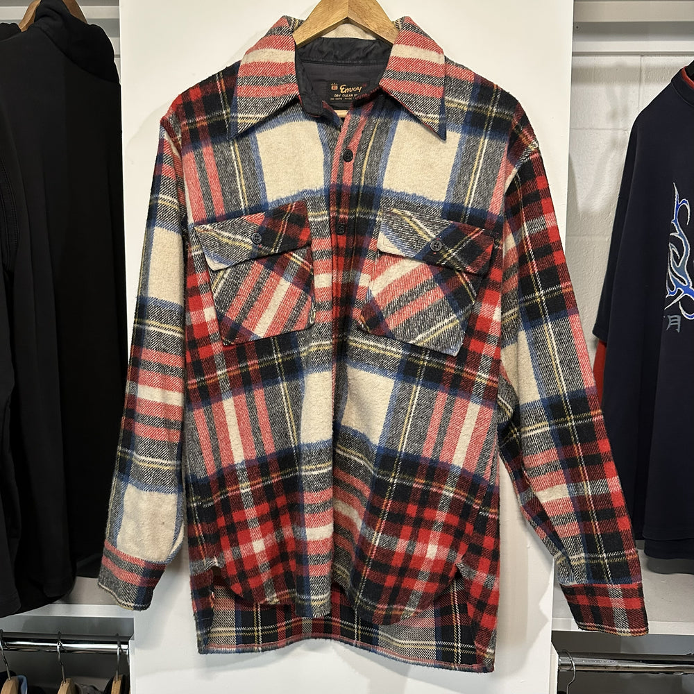 70s Envoy Plaid Wool CPO Shirt Jacket