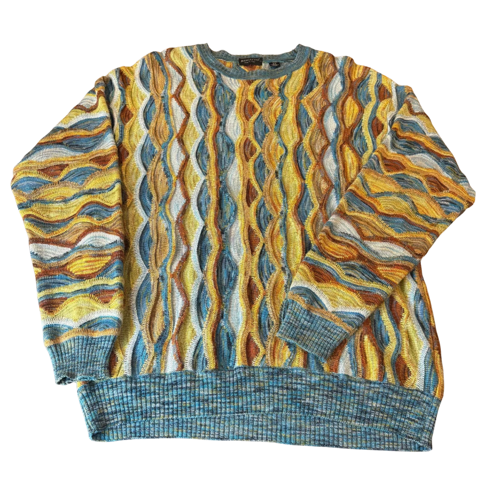 Vintage Riscatto 3D textured knit sweater made in Italy front